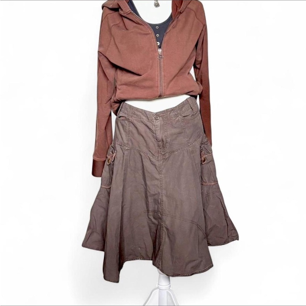 Y2K George Grey/Green Cargo Mid Skirt